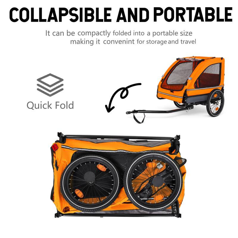 Pet Bike Trailer Dog Cart for Bicycle,Suitable for Small and Medium Pets, Easy Folding Cart Frame, Non-Slip Floor
