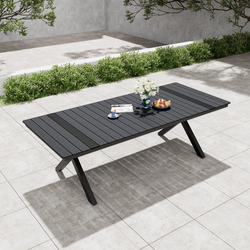 Pellebant All-Weather Aluminum X-shaped Outdoor Patio Dining Table