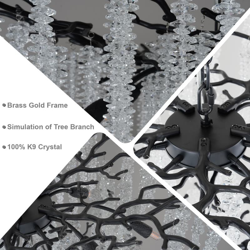 KAYLA 28-Lights Crystal Staircase Chandelier, Indoor Pendant Light, 118'' Modern High Ceiling Light, Height Adjustable - N/A