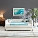 preview thumbnail 1 of 2, Full Velvet Daybed with Button and Copper Nail with Trundle, Beige Beige with Trundle - Full