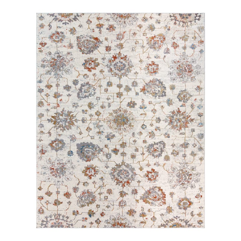 Gertmenian Barga Parke Transitional Bold Floral Ivory/Rust/Brown Area Rug