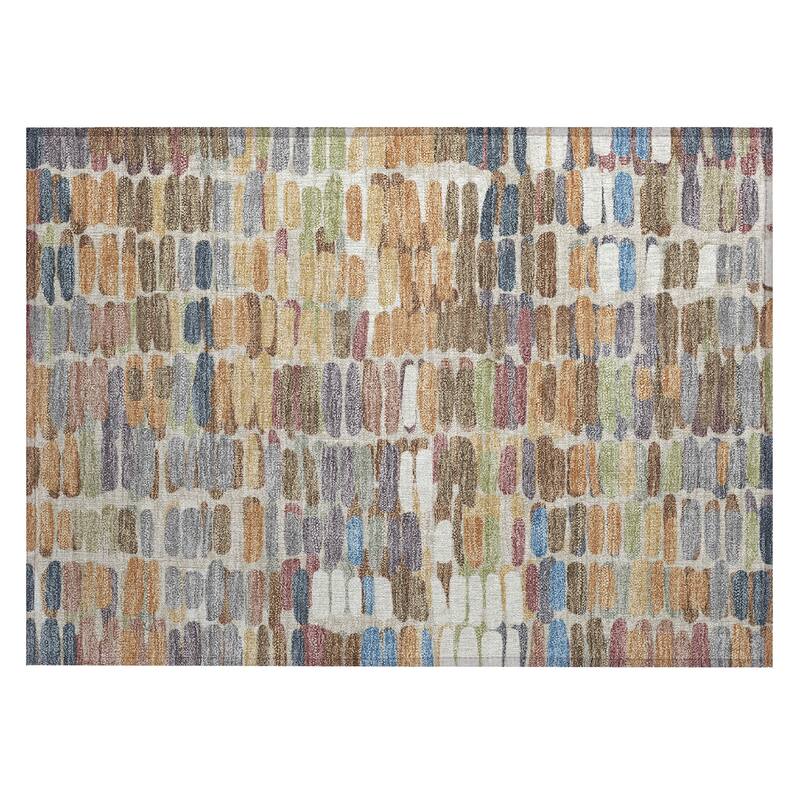 Machine Washable Indoor/ Outdoor Modern Caps Chantille Rug