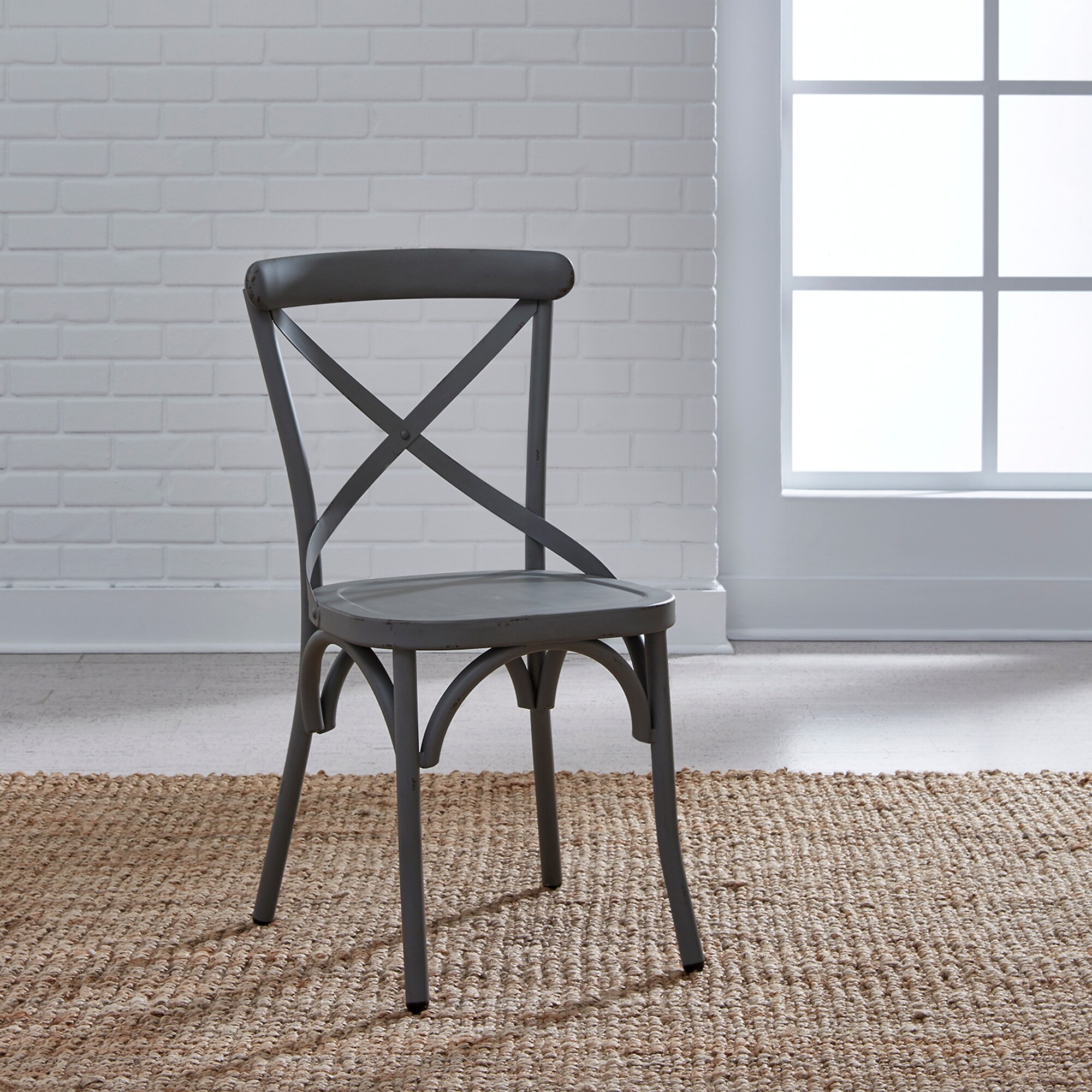 Metal x back dining outlet chair