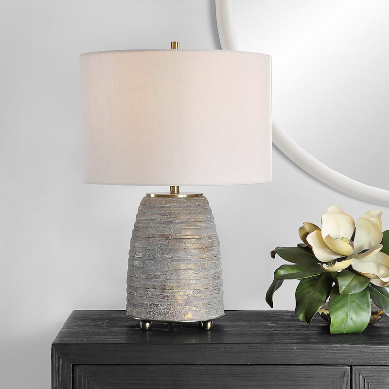 Uttermost Gorda Bronze Ceramic Table Lamp - 23"H,   Shade 10"H x 15 Dia. (in)