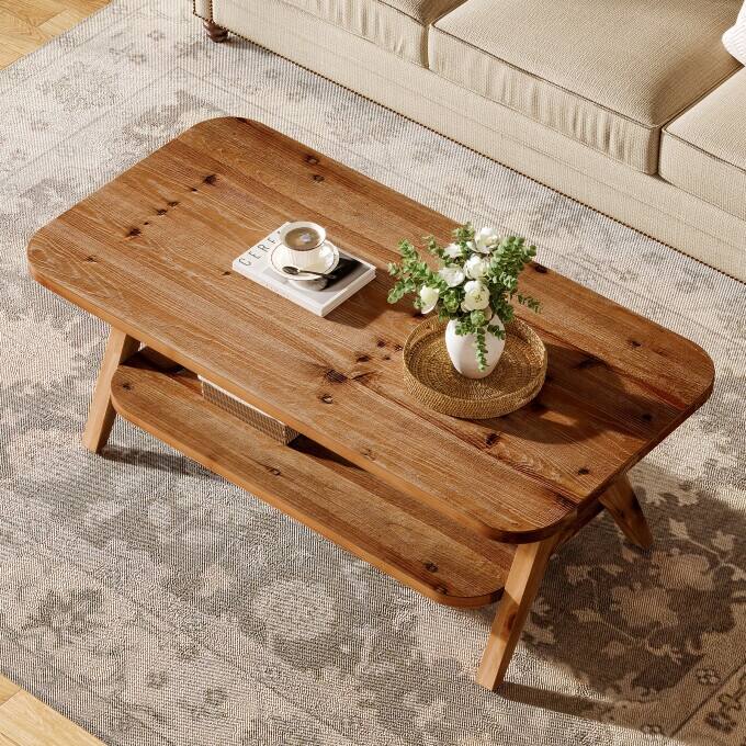 47.2"W Solid Wood Coffee Table