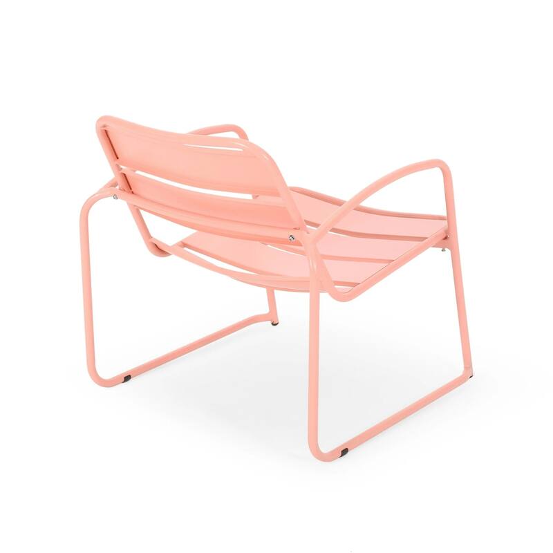 Roomfitters Outdoor Chat Set 3 Piece Metal Conversation Seating Slat Design Iron Chairs