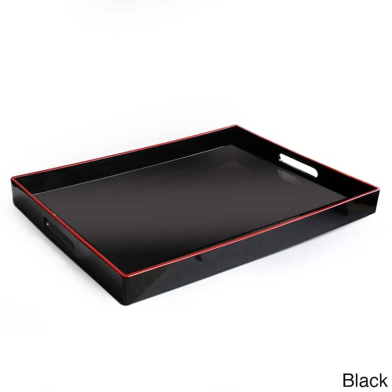 Rectangular Serving Tray with Handles - Black