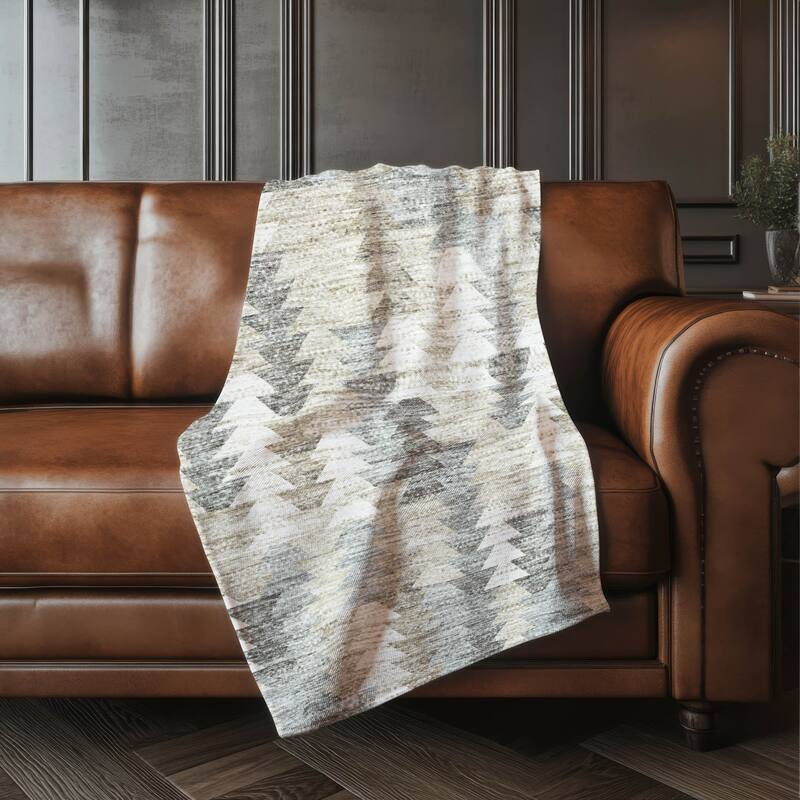 Premium Machine Washable Boho Modern Sherpa Throw Blanket - Taupe - 4'2" x 5'10"