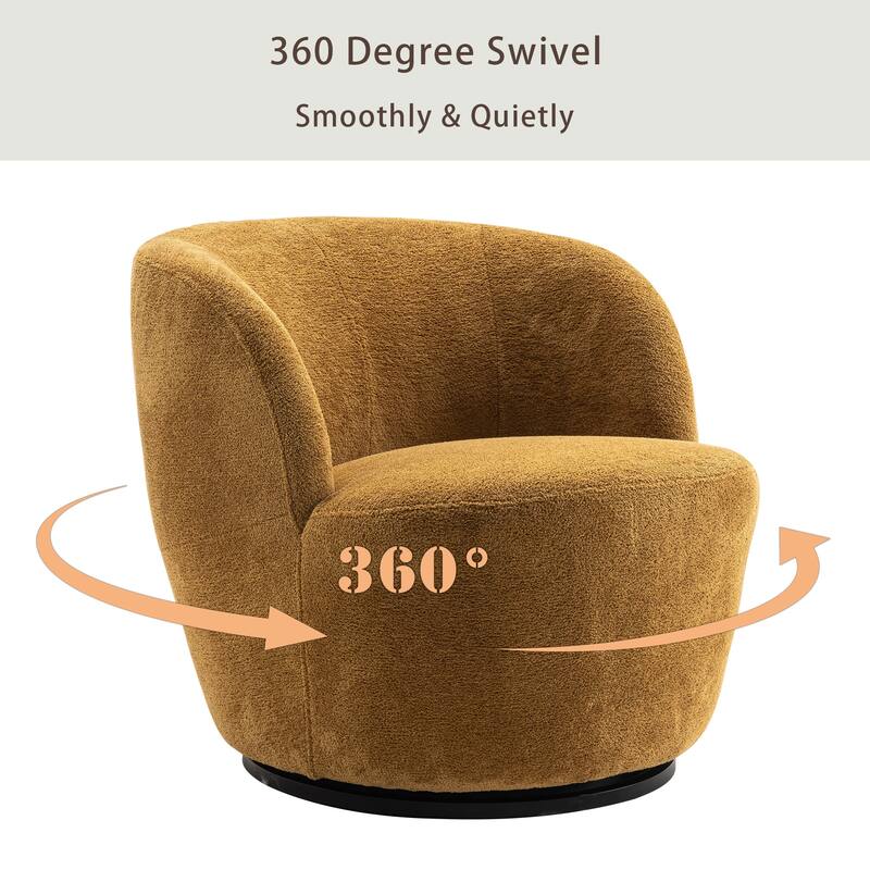 Swivel Accent Chair, Furry Round Barrel Chair