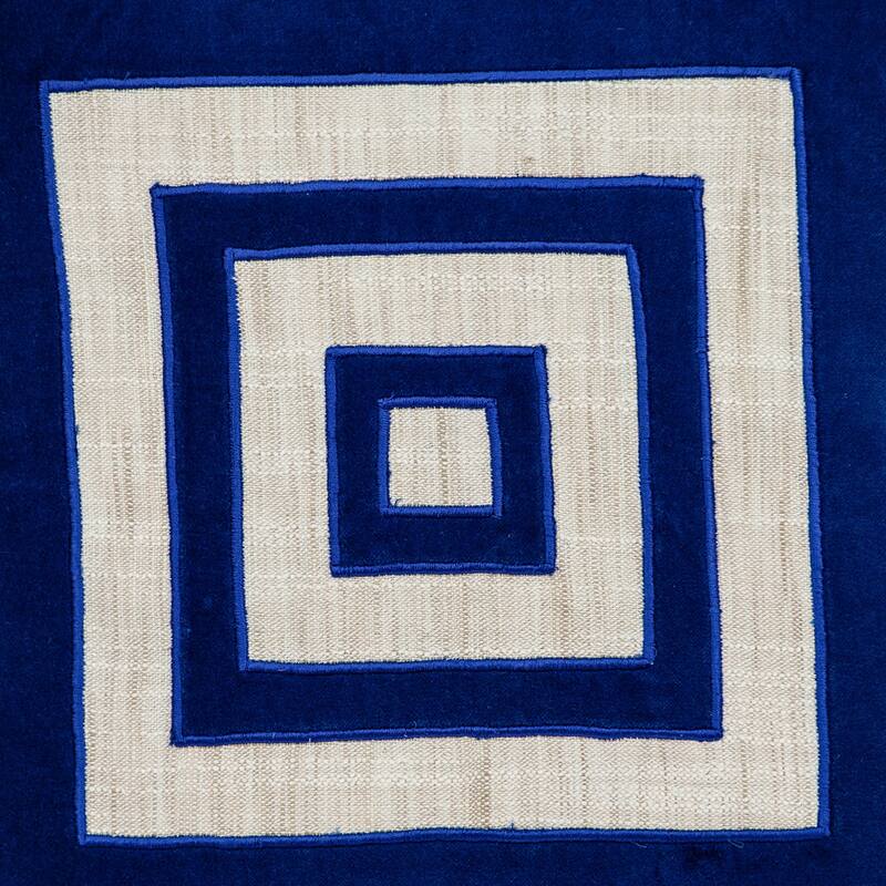 Cotton Concentric Squares Throw Pillow - 18" - Blue and White