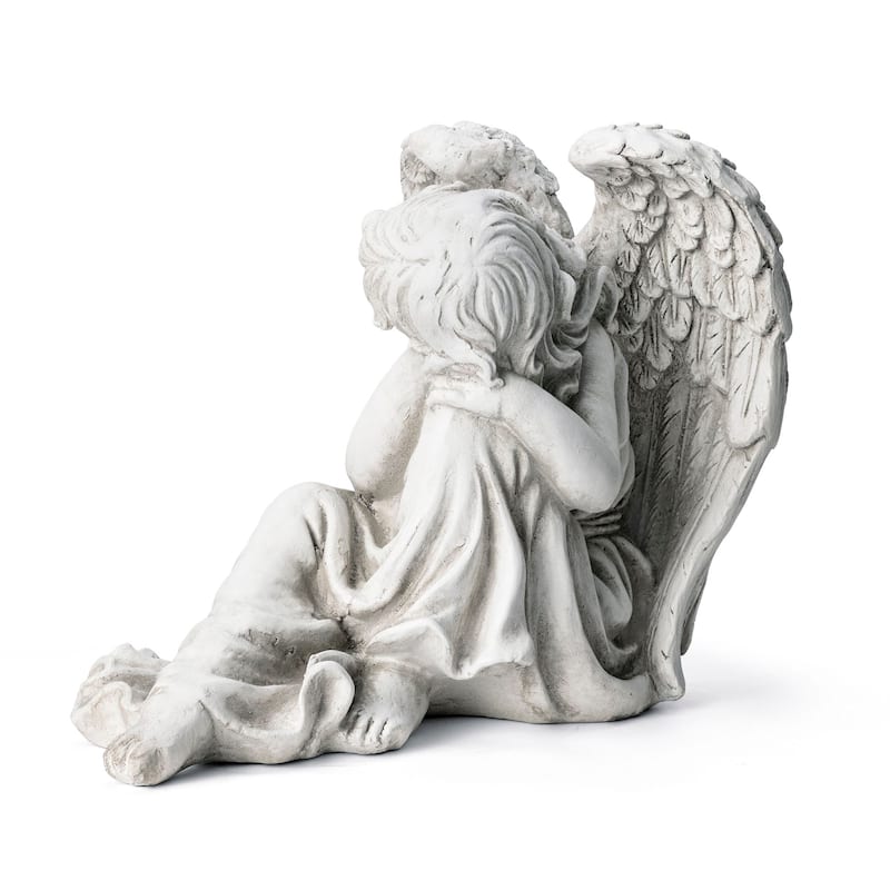 Glitzhome Sleeping Angel MGO Garden Statue for Outdoor Indoor Coastal Sculpture