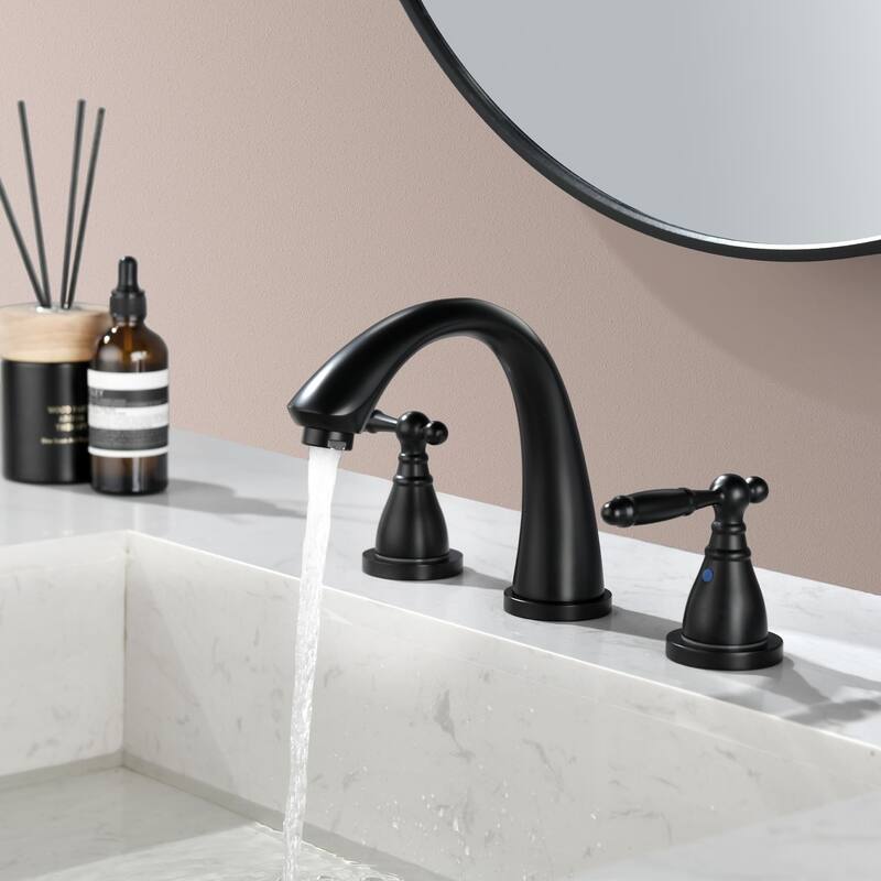 Widespread Bathroom Sink Faucet 3 Holes 8 Inch Bathroom Faucets Two Handle Modern Elegent Lavatory Basin Vanity Taps With Valve