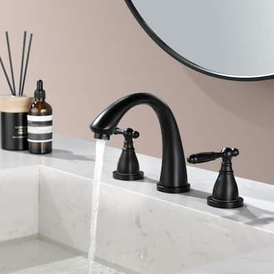 Widespread Bathroom Sink Faucet 3 Holes 8 Inch Bathroom Faucets Two Handle Modern Elegent Lavatory Basin Vanity Taps With Valve