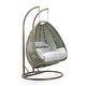 preview thumbnail 77 of 128, LeisureMod Modern 2-Person Egg Hanging Swing Chair with Beige Wicker, Oxford Fabric Cover, Patio Hammock Lounger and Cushions