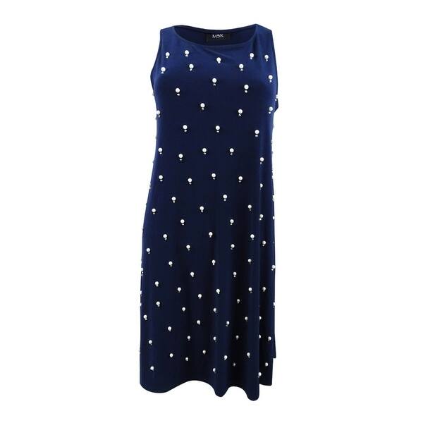 Shop Msk Women S Pearl Embellished Front A Line Dress Overstock