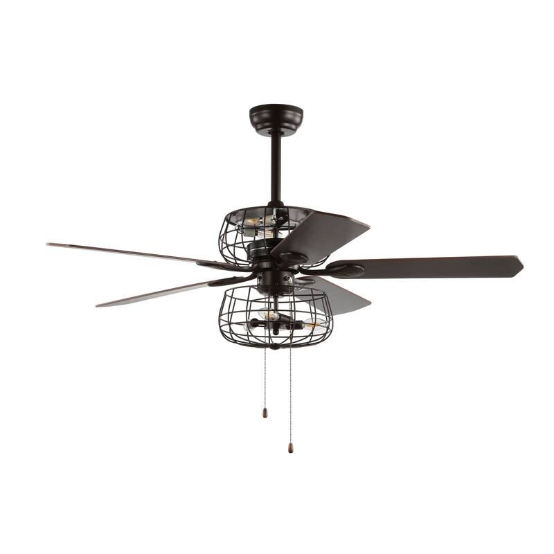 SAFAVIEH Lighting Elfrieda 52-inch Ceiling Light Fan - 52" W x 52" L x 26" H - Red Walnut/Dark Cheery - 52Wx52Dx26H