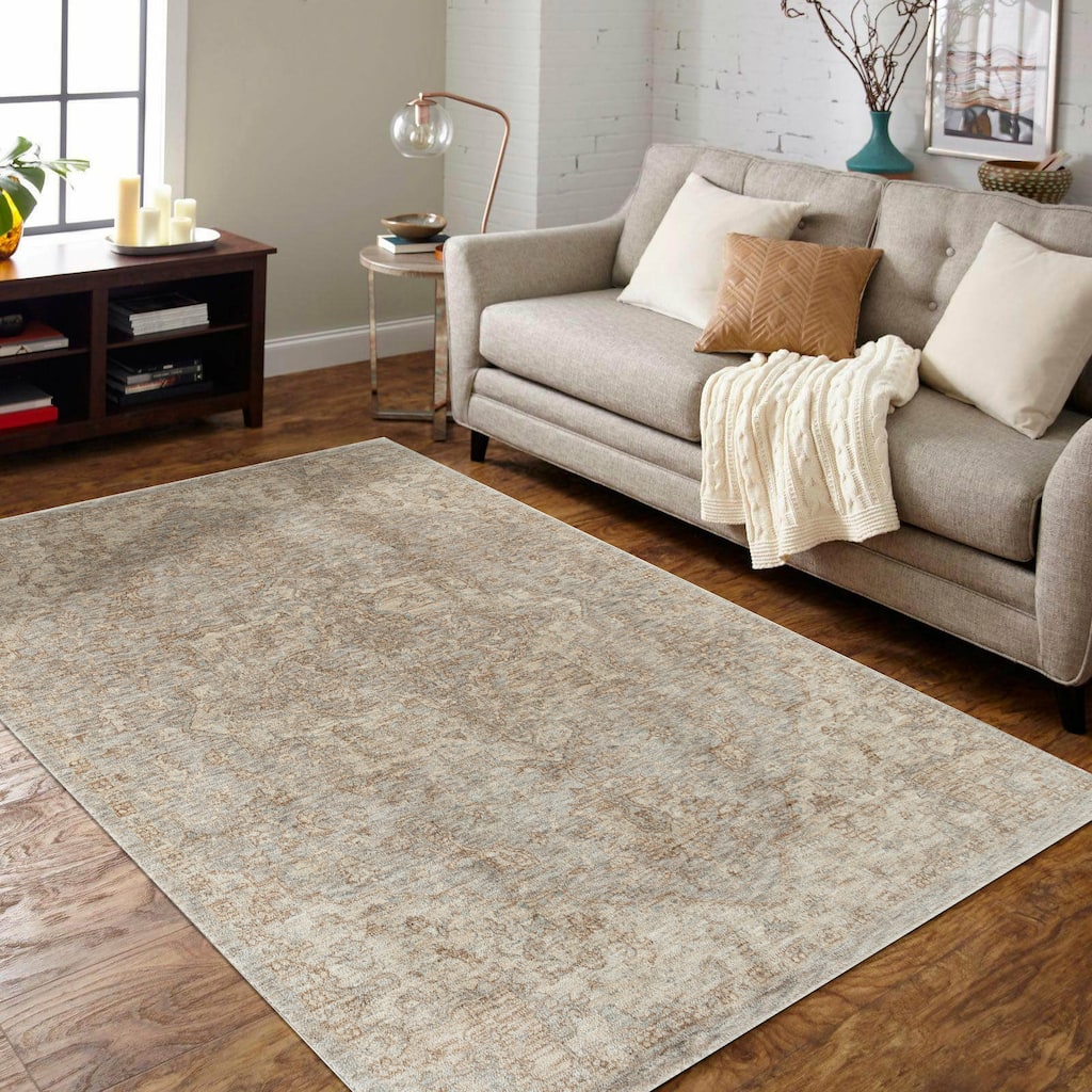 Stelios Collection Grey/Beige Transitional Area Rug