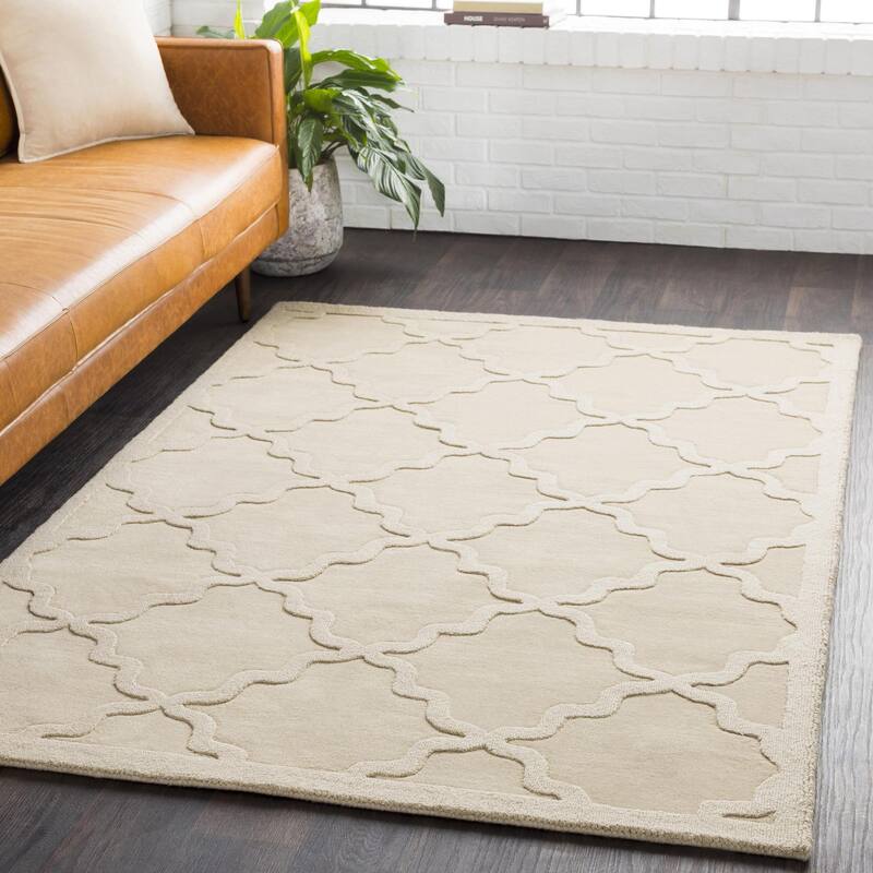 Hand-Tufted Amy Tone-on-Tone Lattice Wool Area Rug