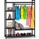 Brown/ Black Wood Industrial Clothing rack with shelves, 5-Tier Clothes ...