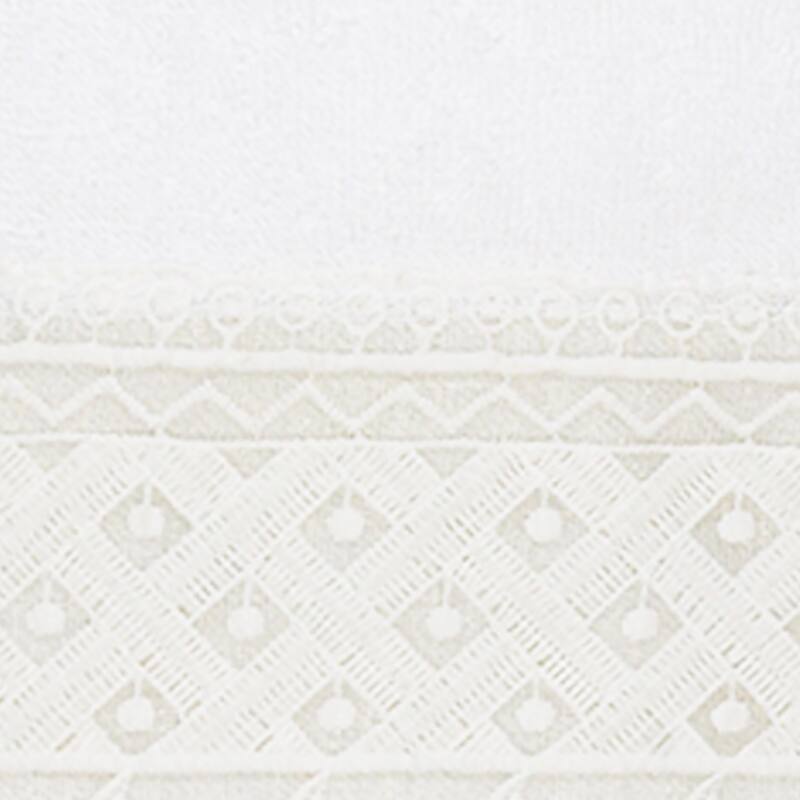 Authentic Hotel and Spa 100% Turkish Cotton Aiden 3PC White Lace Embellished Towel Set