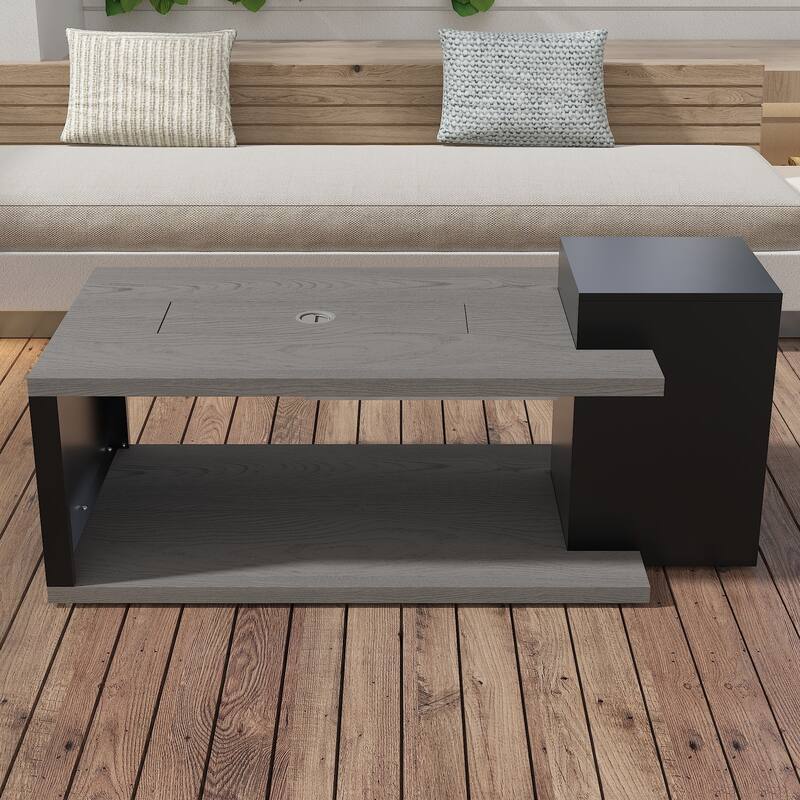 Outdoor Propane Fire Pit Table w/Hidden Tank Cabinet 50,000 BTU Gas Fire Table for Patio Deck CSA Certified