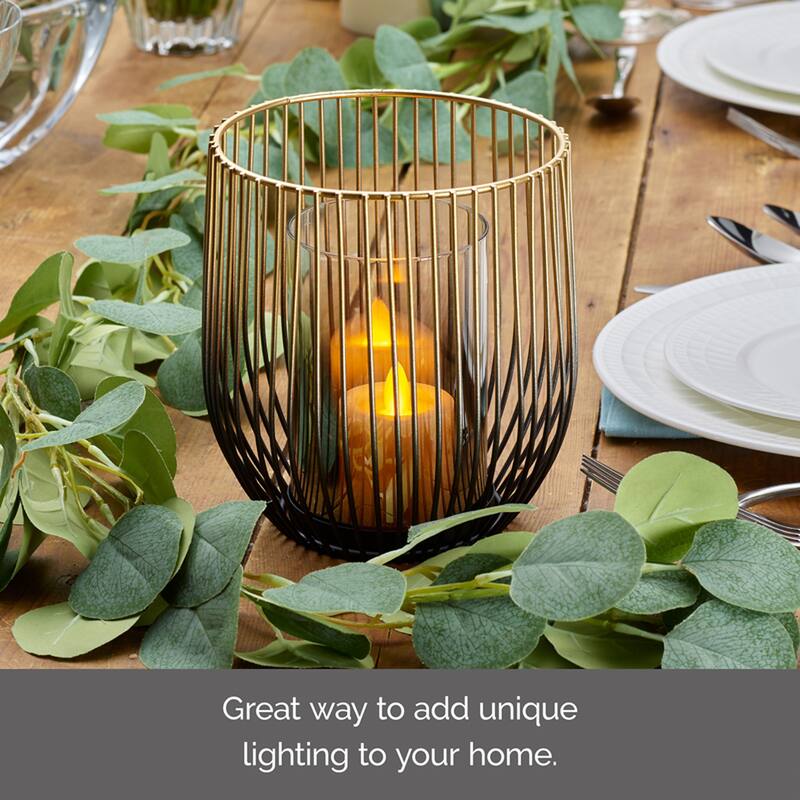 Elements Gold Glass and Metal Candle Holder, 6X7 Inch