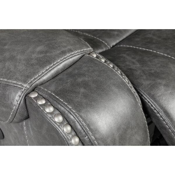 Roundhill Furniture Achern Leatherair Nailhead Manual Reclining Sofa