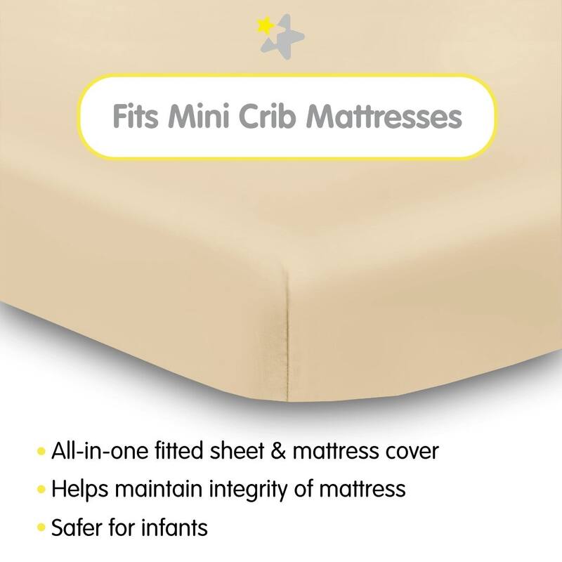 BreathableBaby All-in-One Fitted Sheet & Waterproof Cover for 38" x 24" Mini Crib Mattress (2-Pack)