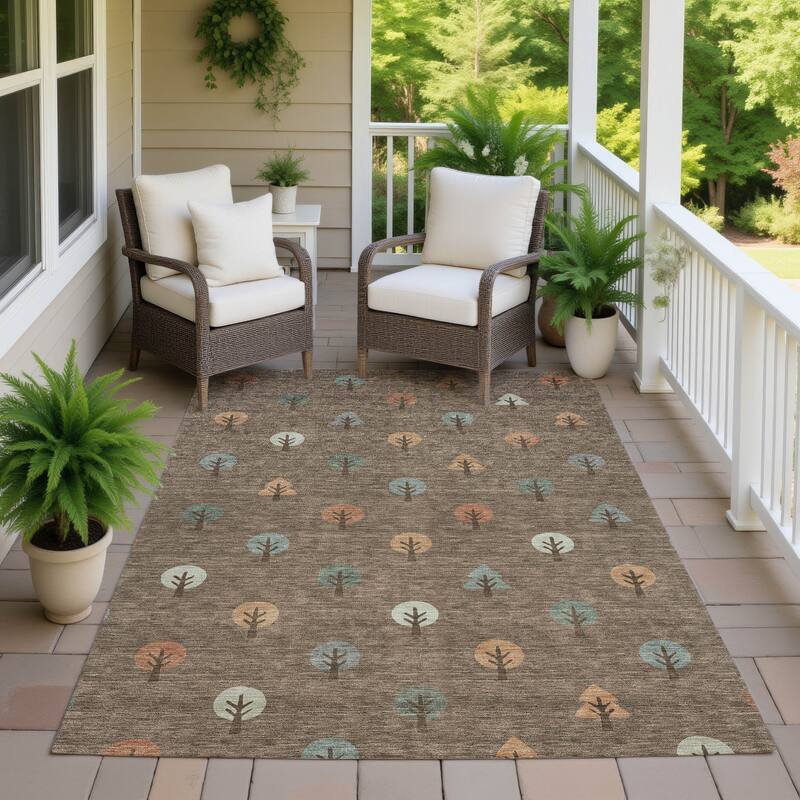 Machine Washable Indoor/ Outdoor Modern Mulvane Chantille Rug