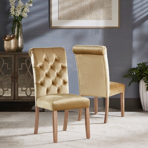 Shop Benchwright Velvet Tufted Rolled Back Dining Chairs (Set of 2) by