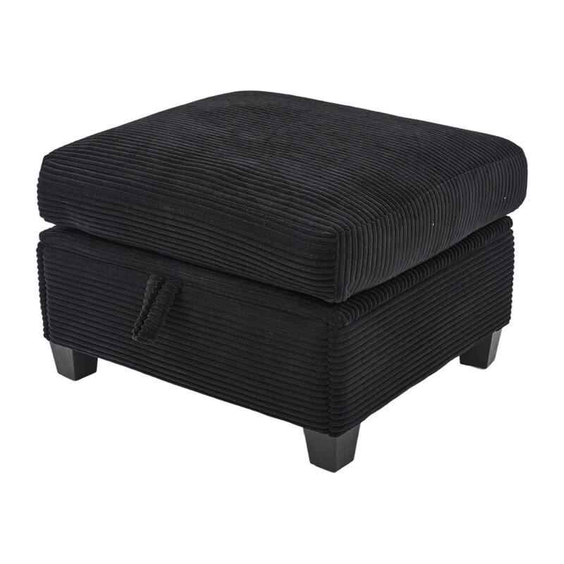 HOMEFUN Corduroy Upholstered L-Shaped 4-seater Storage Multifunctional Sectional Sofa with Storage Ottoman,Cup Holder and USB