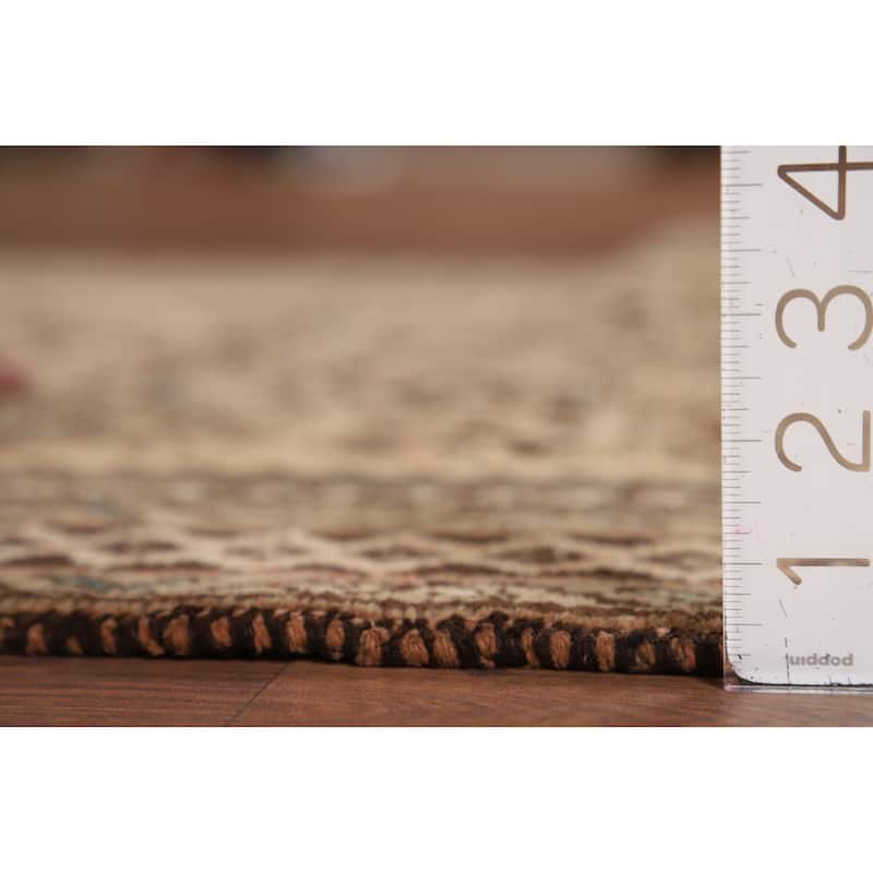 Hamedan Persian Vintage Runner Rug Hand-Knotted Peach Wool Carpet - 3'8" x 9'9"