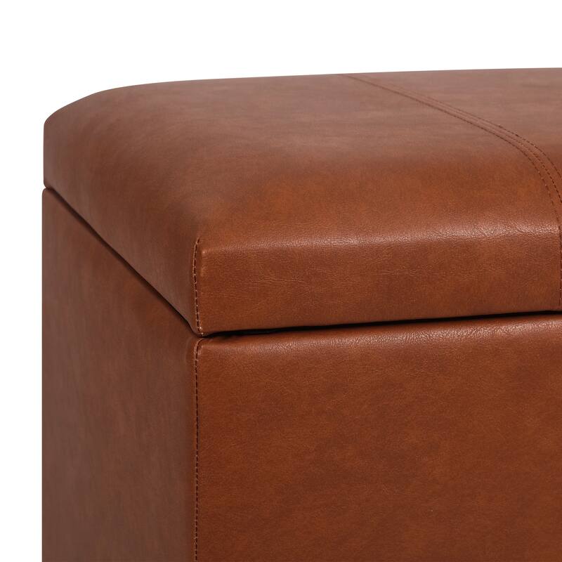 Adeco Faux Leather Storage Ottoman for Living Room Footstool