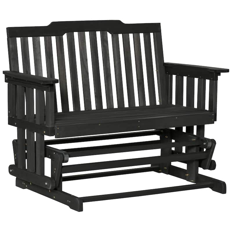 Outsunny 2-Person Patio Swing Glider Bench with Quick Drying Design and Widen Armrest, Wood Rocking Chair Loveseat for Backyard