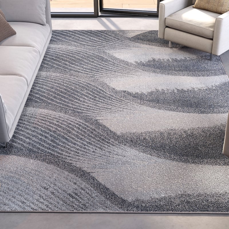 Domani Globe Tidal Wave Geometric Rug - 7'10" x 10'10" - Midnight