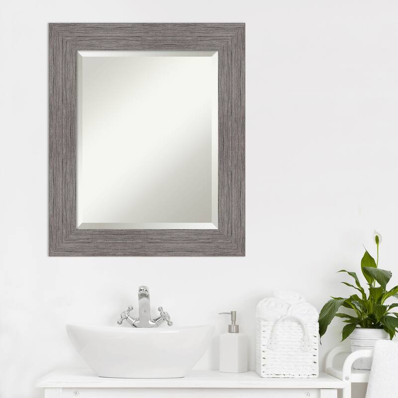 Beveled Bathroom Wall Mirror - Pinstripe Frame
