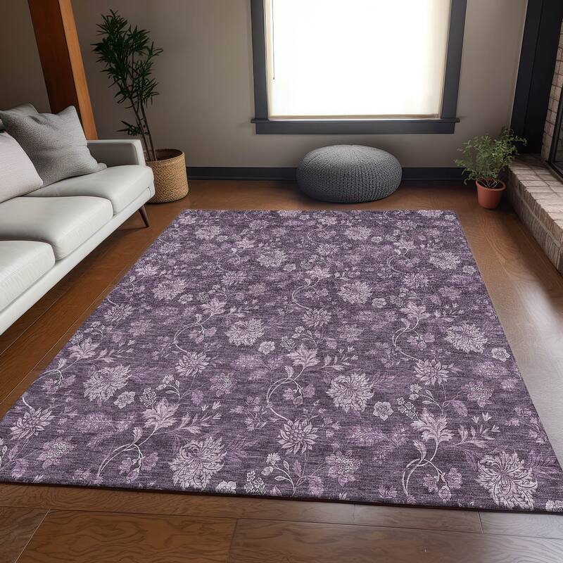 Premium Washable Super Soft Floral Borderless Mayfield Rug - Plum - 8' x 10' - Rectangle