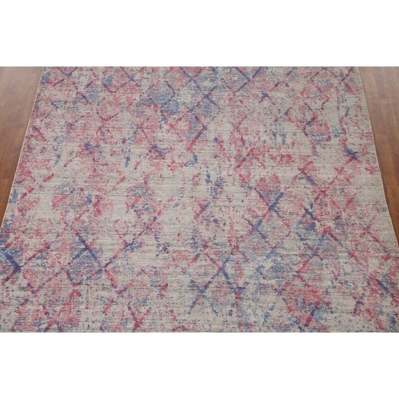 Trellis Abstract Modern Area Rug Handmade Wool Carpet - 8'0"x 10'0"