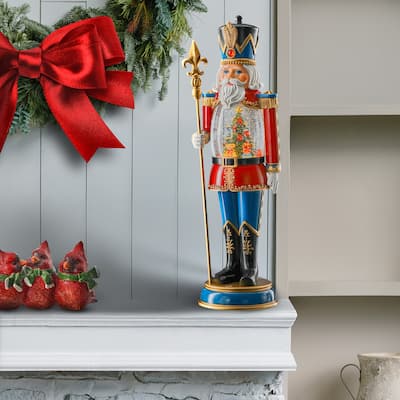 19.5" LED Battery Operated Timer Nutcracker Waterglobe