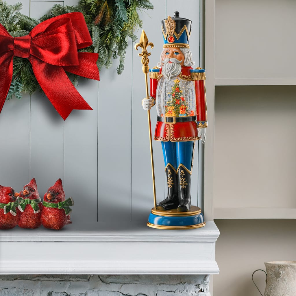 19.5" LED Battery Operated Timer Nutcracker Waterglobe