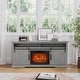 preview thumbnail 29 of 37, 68" Farmhouse Sliding Barn Door Fireplace TV Stands Console Table with 23" Electric Fireplace