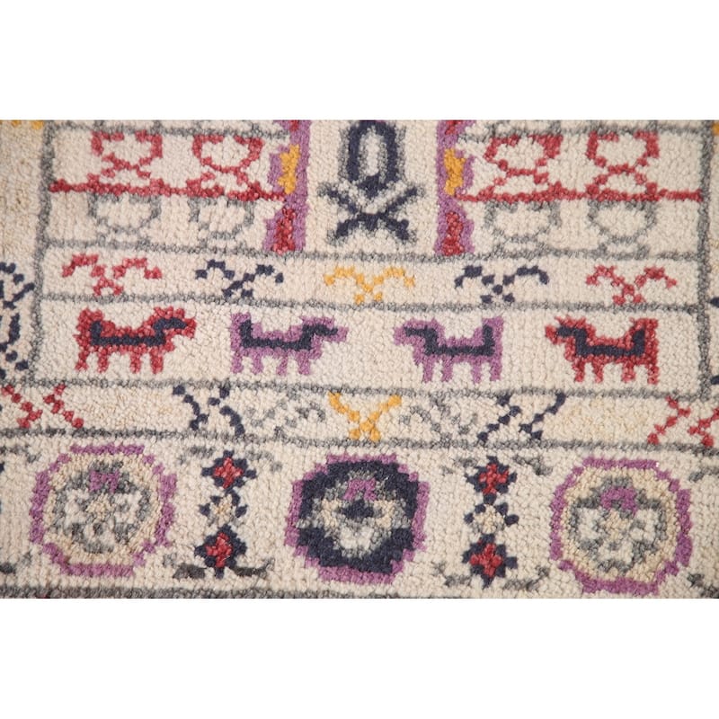 Tribal Geometric Khotan Runner Rug Handmade Wool Carpet - 2'6"x 8'0"