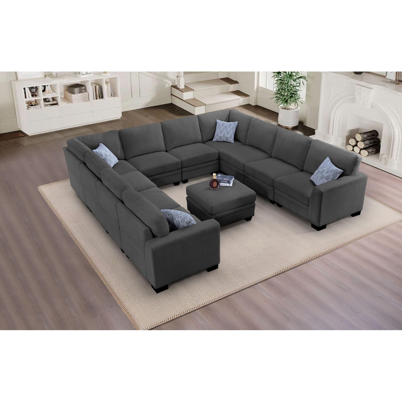 11 PCS Corduroy Flexible Combination Sectional Sofa