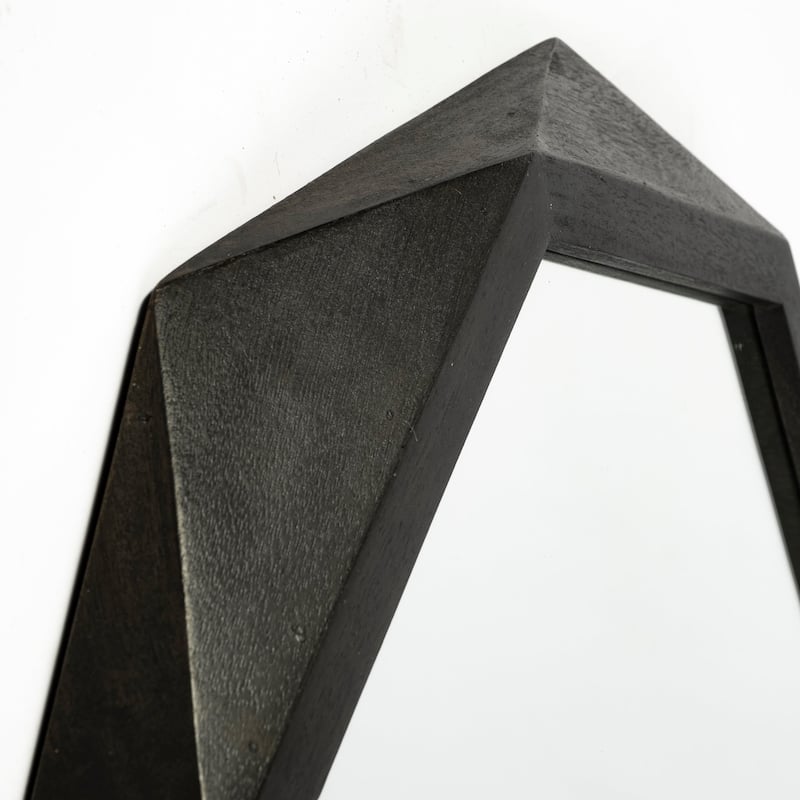 4' Octagon Black Wood Frame Wall Mirror - 41.0L x 2.3W x 41.0H