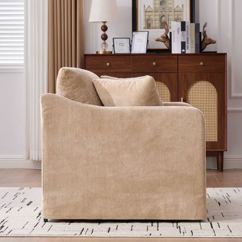 45.3"W Modern Chenille Leisure Chair, Reading ArmChair with 3 Pillows