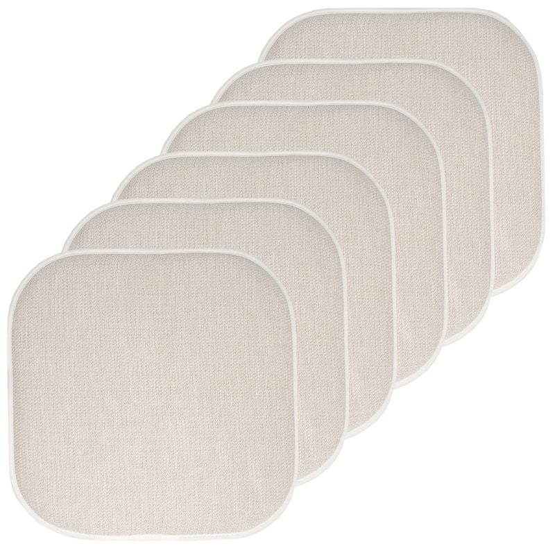 Sweet Home Collection Alexis Memory Foam No Slip Back Chair Pad Cushion 16" x 16" - Set of 6 - Linen/Brown
