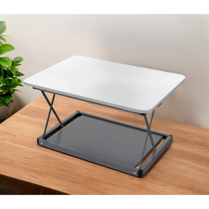 Black Stainless Steel Adjustable Standing Desk Converter with Glossy Finish