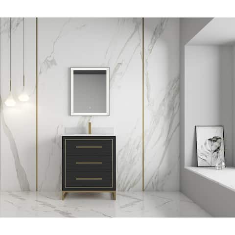Alma Barsalona 30" Bathroom Vanity Dawn grey Finish , Golden Brass Hardware