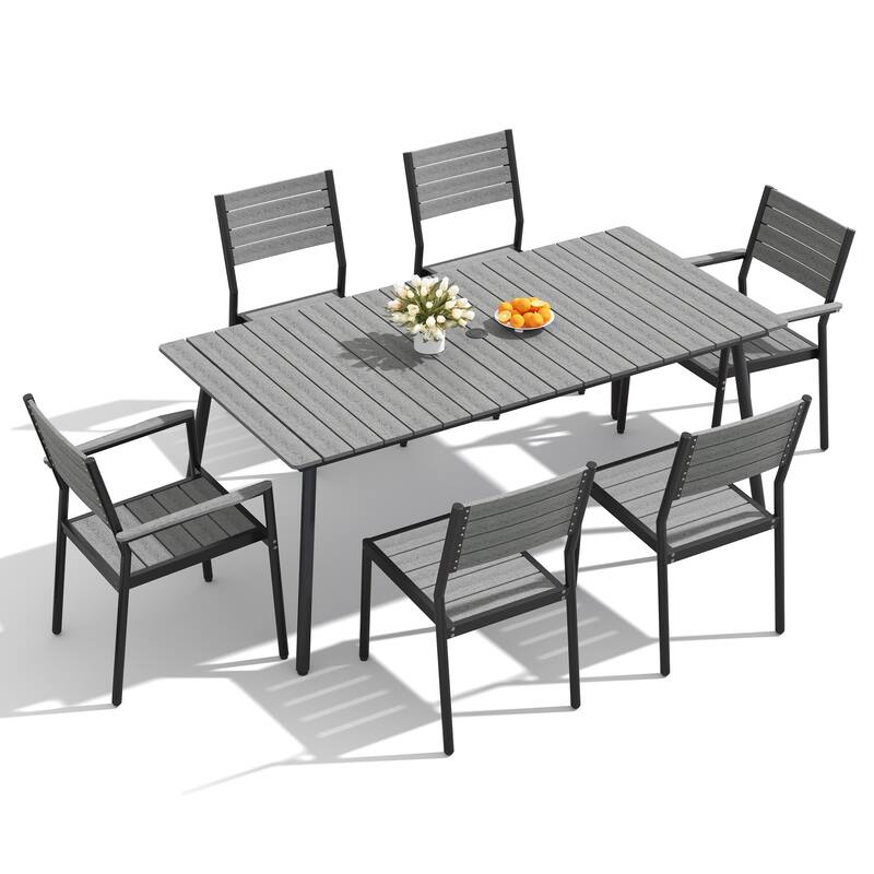 Outdoor Patio Dining Set 7/9 Piece Furniture Set Aluminum Dining Table and Stackable Chairs