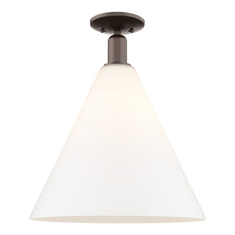 Innovations Lighting 716-1C-19-16 Berkshire Glass Semi-Flush Berkshire - Oil Rubbed Bronze / Matte White